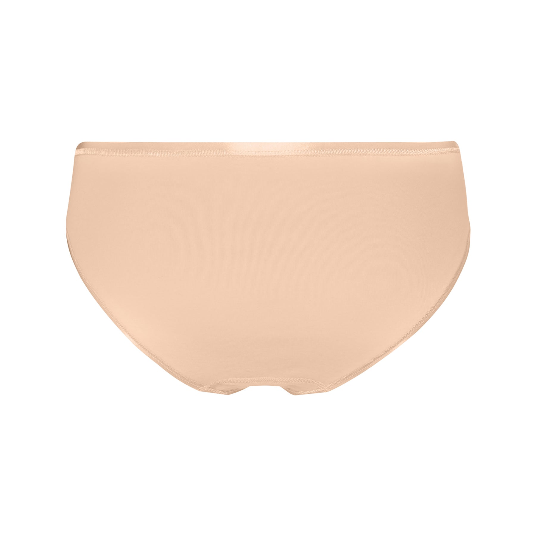Back view of Hanro Cotton Seamless Bikini Panty in Beige with full rear coverage and soft stretch cotton fabric.