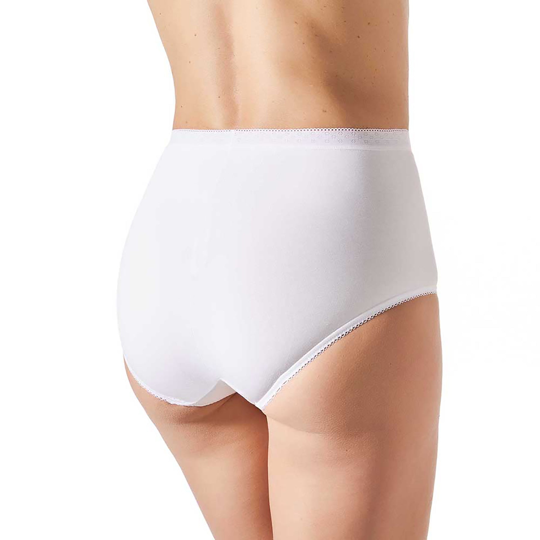 Janira Esencial white 001 maxi brief, back view showing full coverage and clean, minimalist finish.