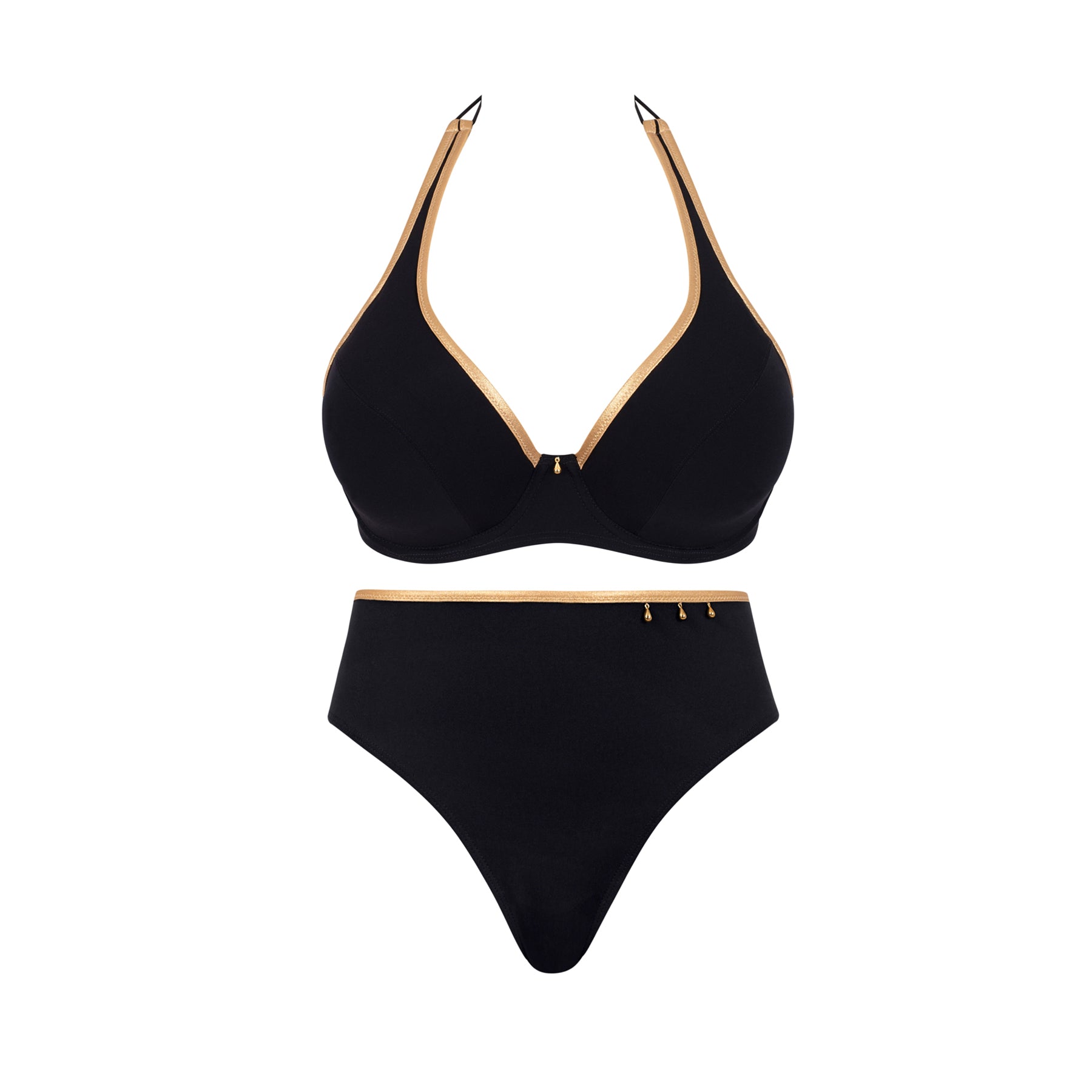 Shan Charlie V-Neck Mesh Bikini Top - Caviar – Melmira Bra & Swimsuits