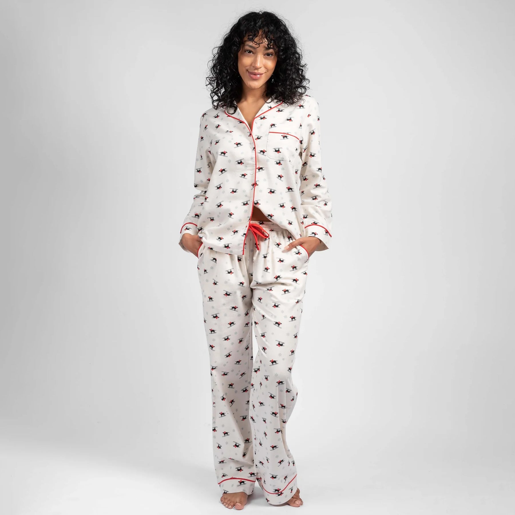 Latte Love Long Sleeve Notch Collar Top and Pant PJ Gift Set