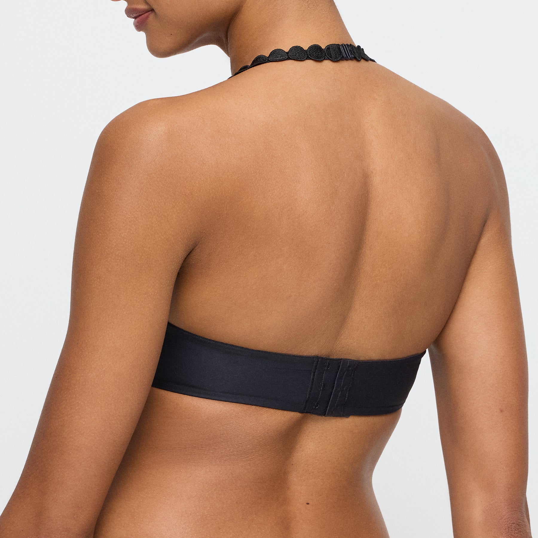 Marie Jo Tom Push-Up Bra in Charcoal Black worn halter-style - back view
