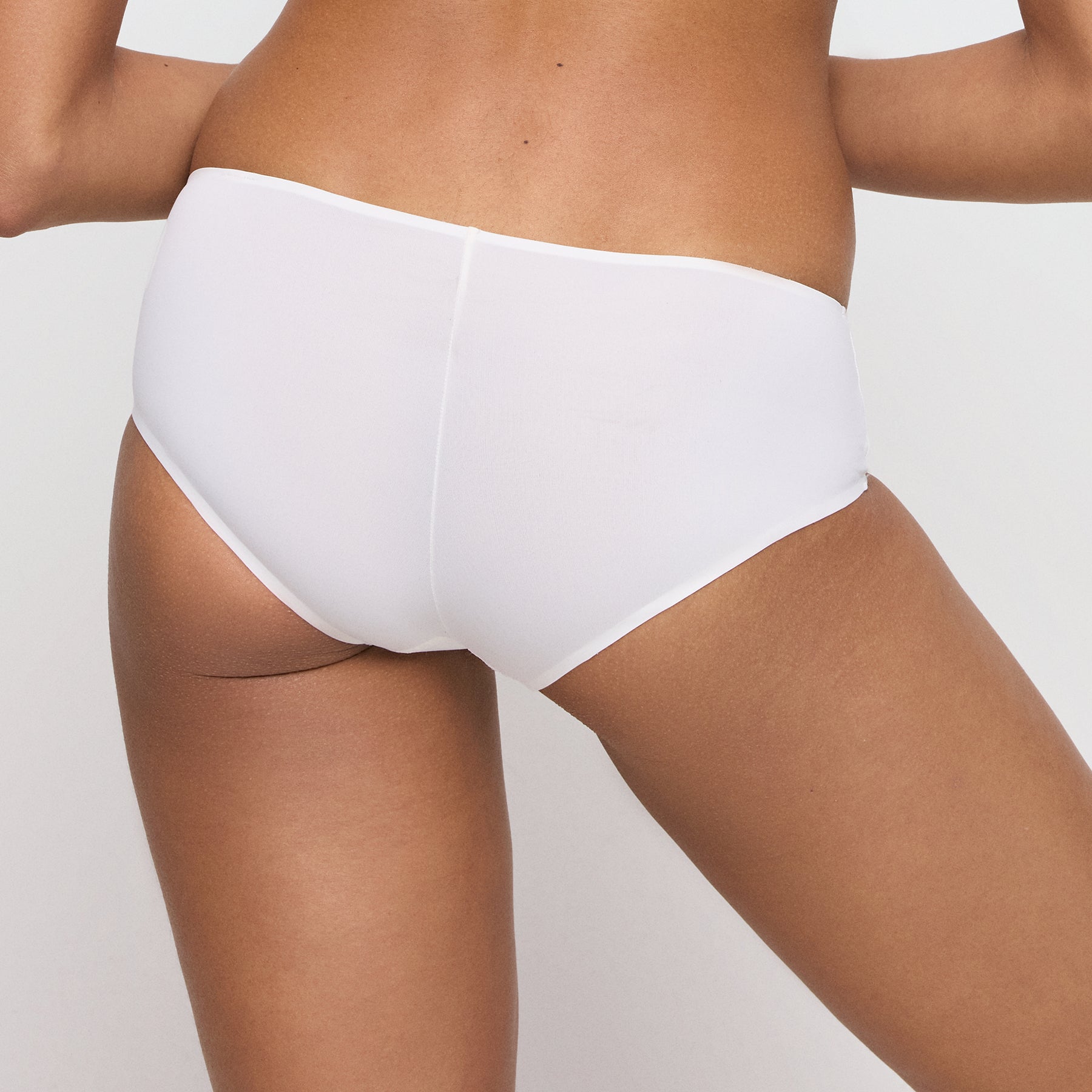 Back view of Marie Jo Tom Boyshort in Natural – full-coverage seamless underwear with invisible finish for everyday comfort.