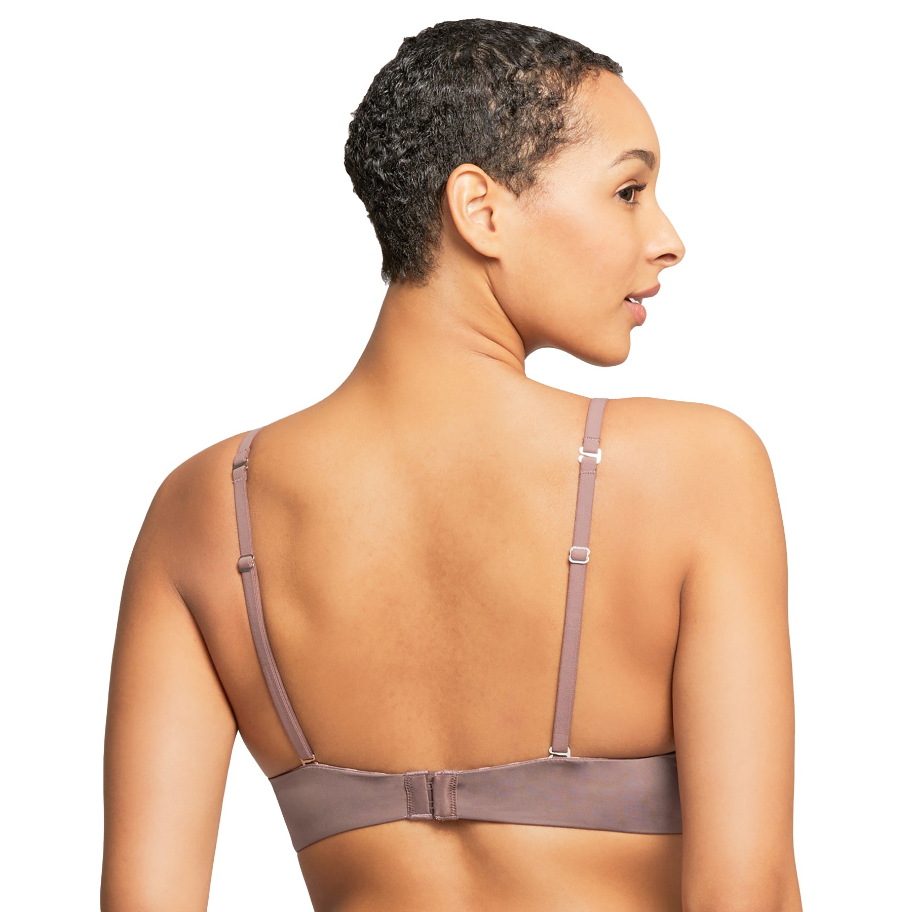 Montelle 9317 wirefree tshirt bra in almond spice. Rear view on model. 