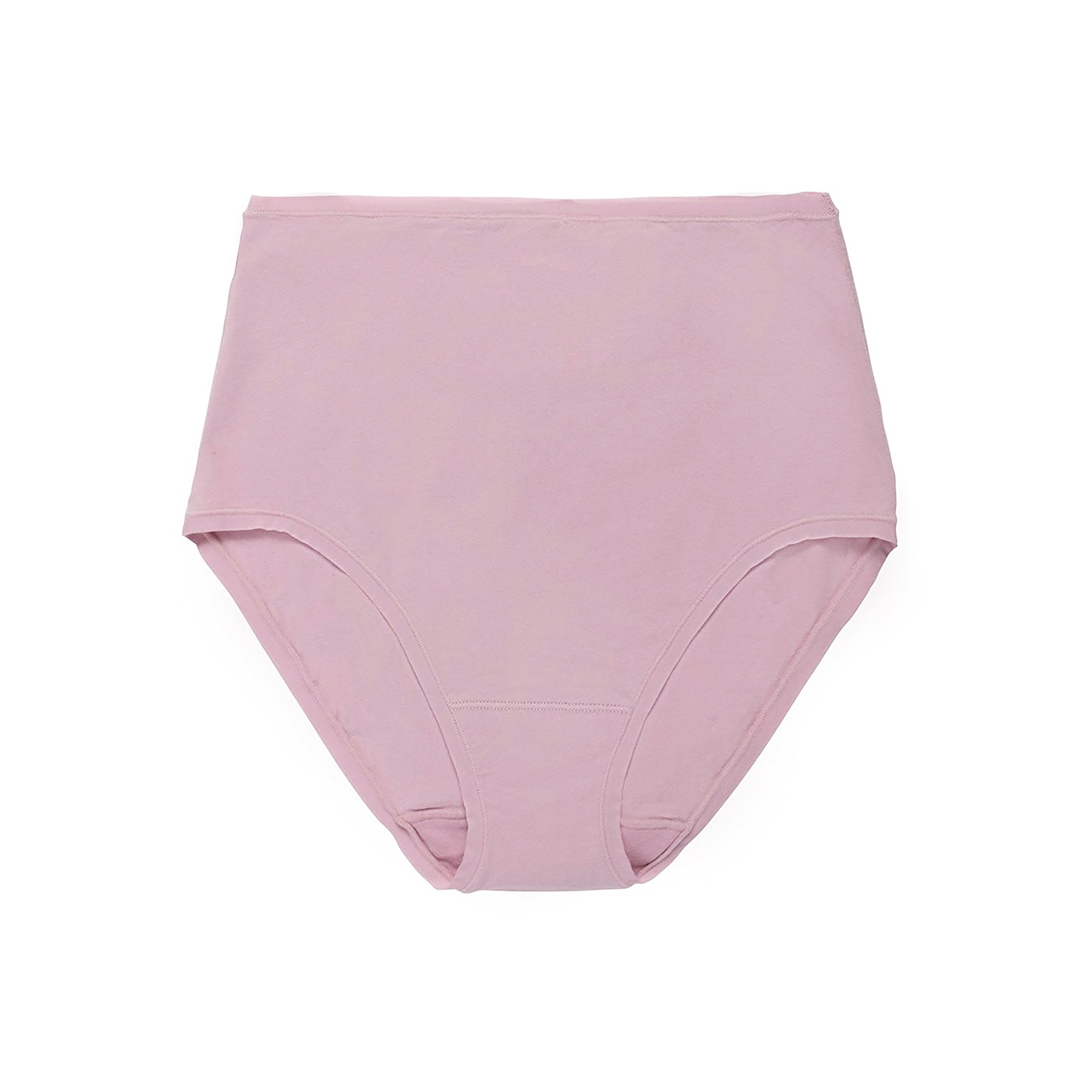 Seamless pima cotton high-rise full brief in rose mist dusty rose purple. Front view without model.