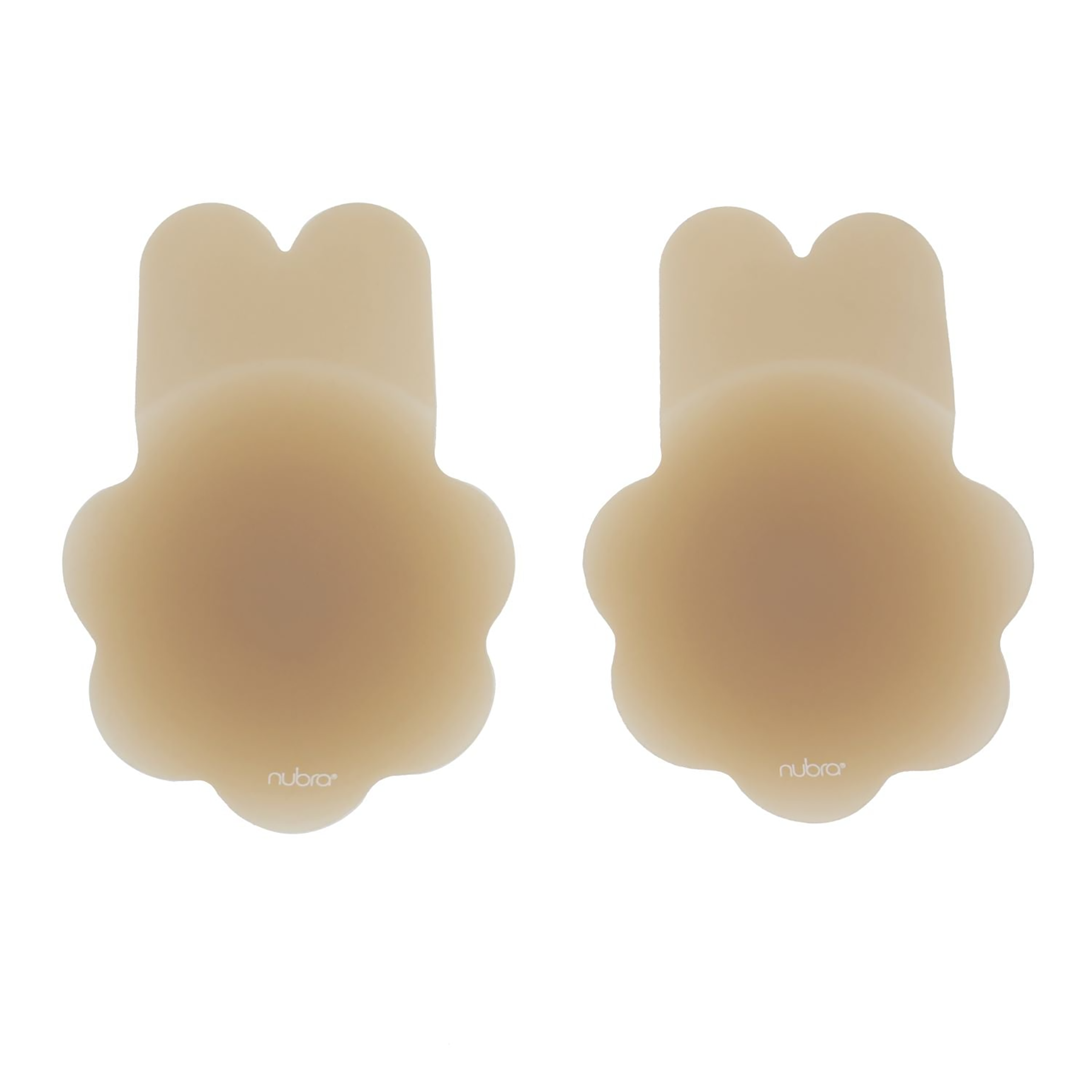 NuBra NP252 Adhesive Lift Silicone Pasties in Matte Neutral - petal-shaped reusable nipple covers with lift tab for invisible support under backless or strapless outfits