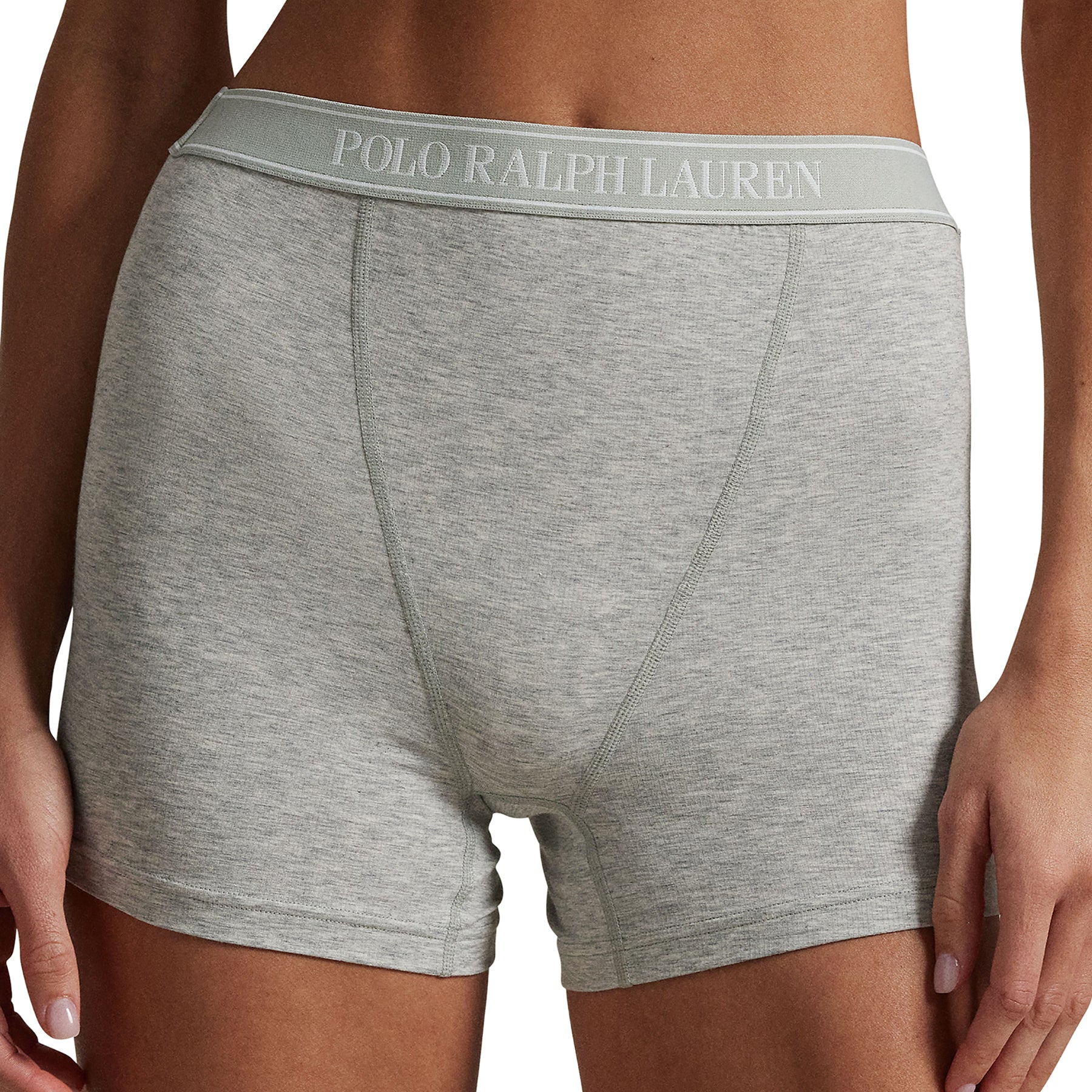 Polo Ralph Lauren Heather Grey Sleep Boxer on model, front view