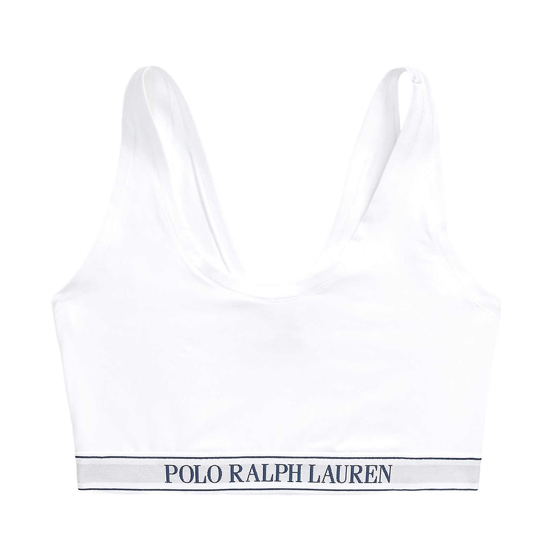 Polo Ralph Lauren White Cropped Tank Bralette with logo elastic underband