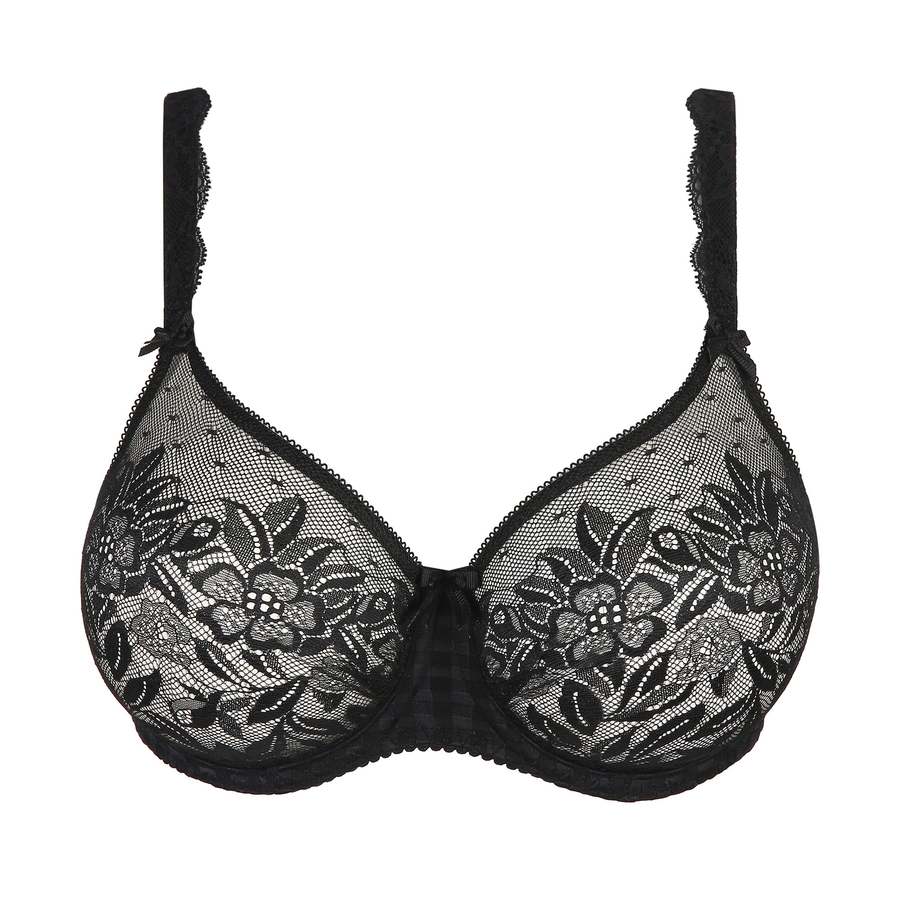 PrimaDonna 026-2127 Madison Full Cup Seamless Bra in Black with delicate sheer lace and everyday support.