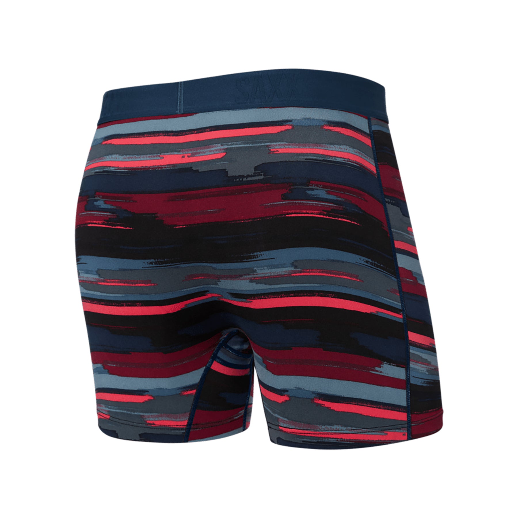 Back view of SAXX Daytripper Boxer Brief in Abstract Stripe Multi showing full patterned design