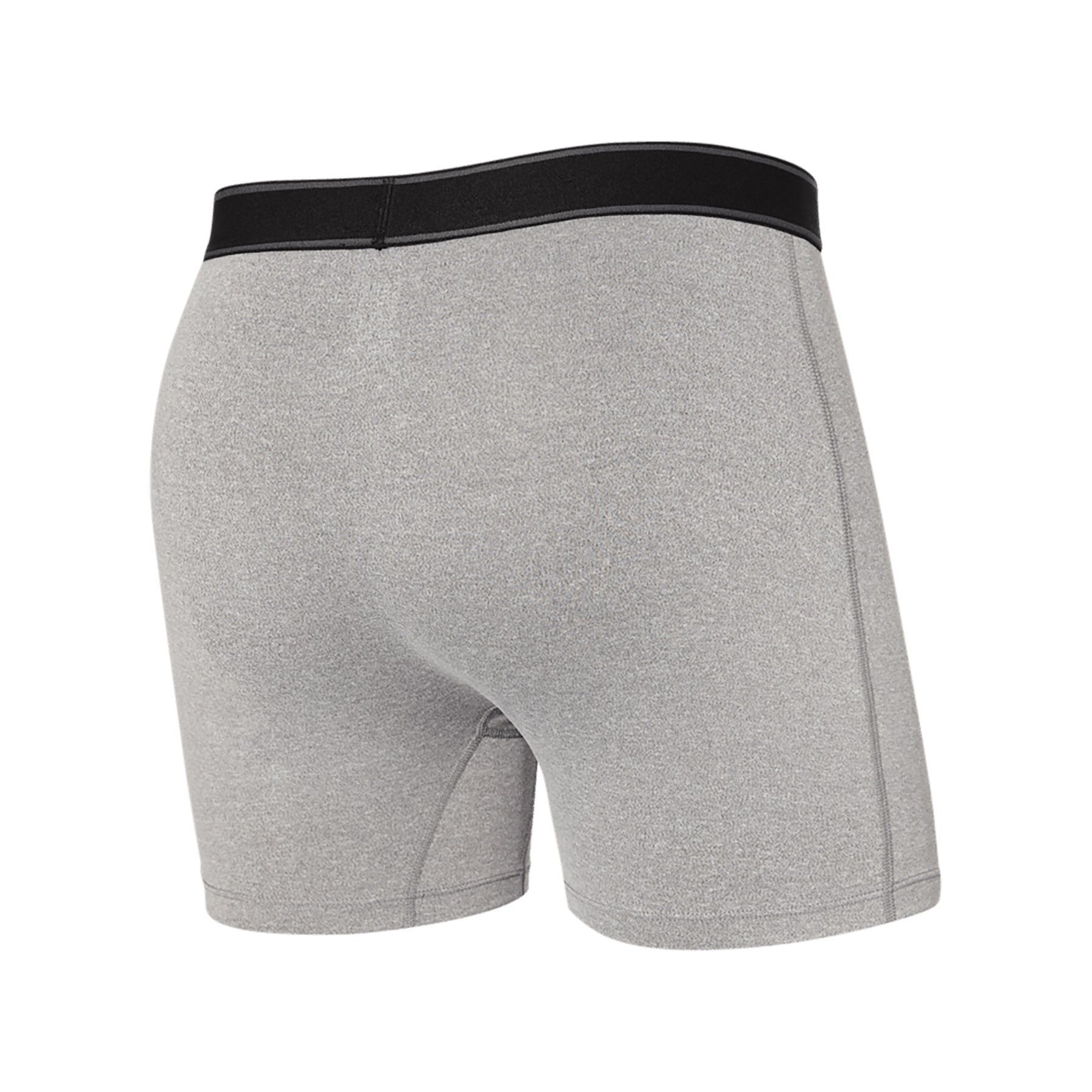 Back view of SAXX Daytripper boxer briefs in heather grey on flat display – soft stretch fit with contoured seams.