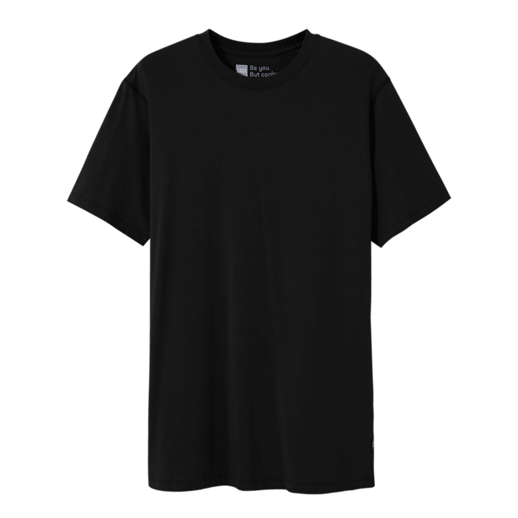 SAXX SXTS82 Short Sleeve Drop Temp Cooling TShirt in BLACK. Flat lay without model.
