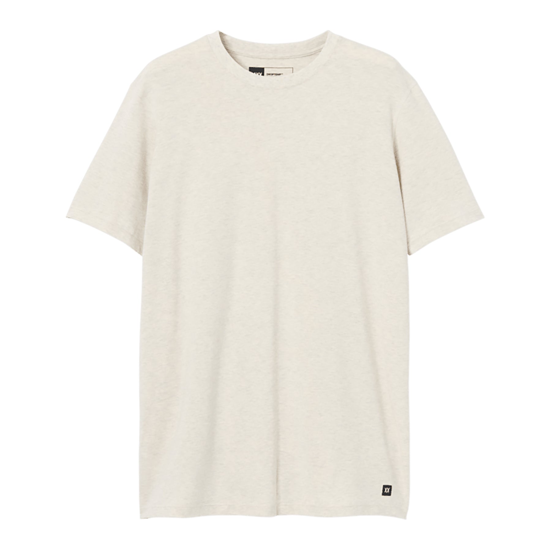 SAXX SXTS82 Short Sleeve Drop Temp Cooling TShirt in STEEL HEATHER. Flat lay without model.