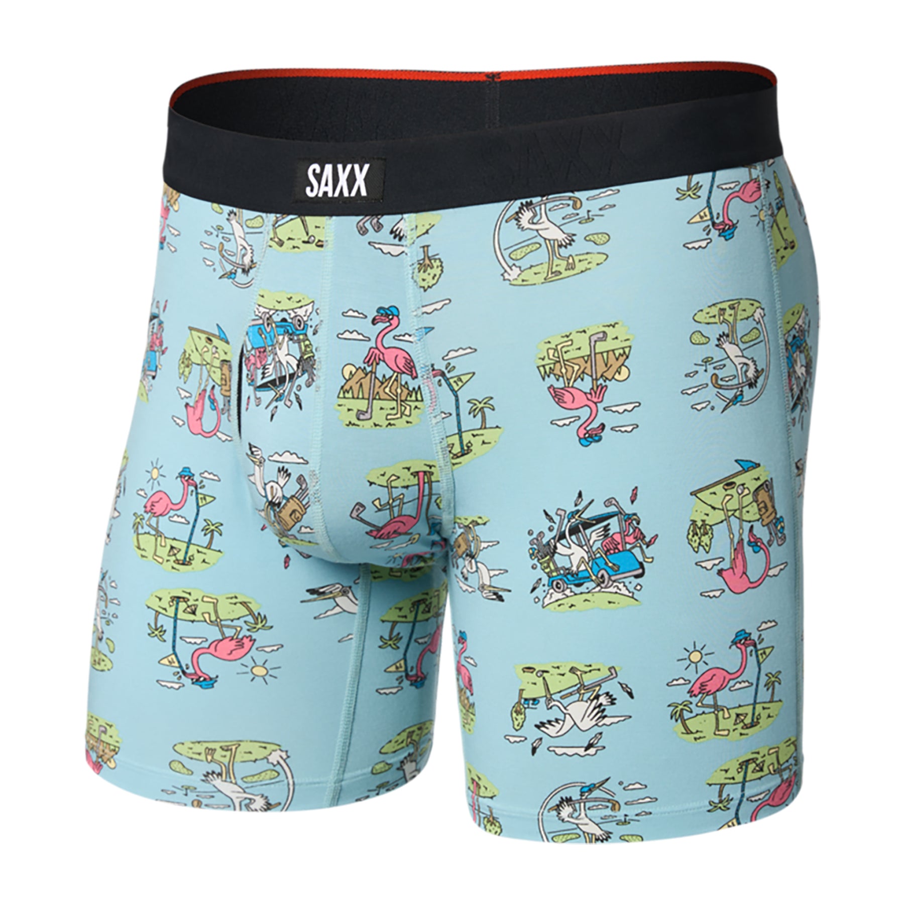 SAXX Vibe Xtra Soft Comfort Trunk #SXVX24F in birdie blue tide BBT. Flat lay without model.