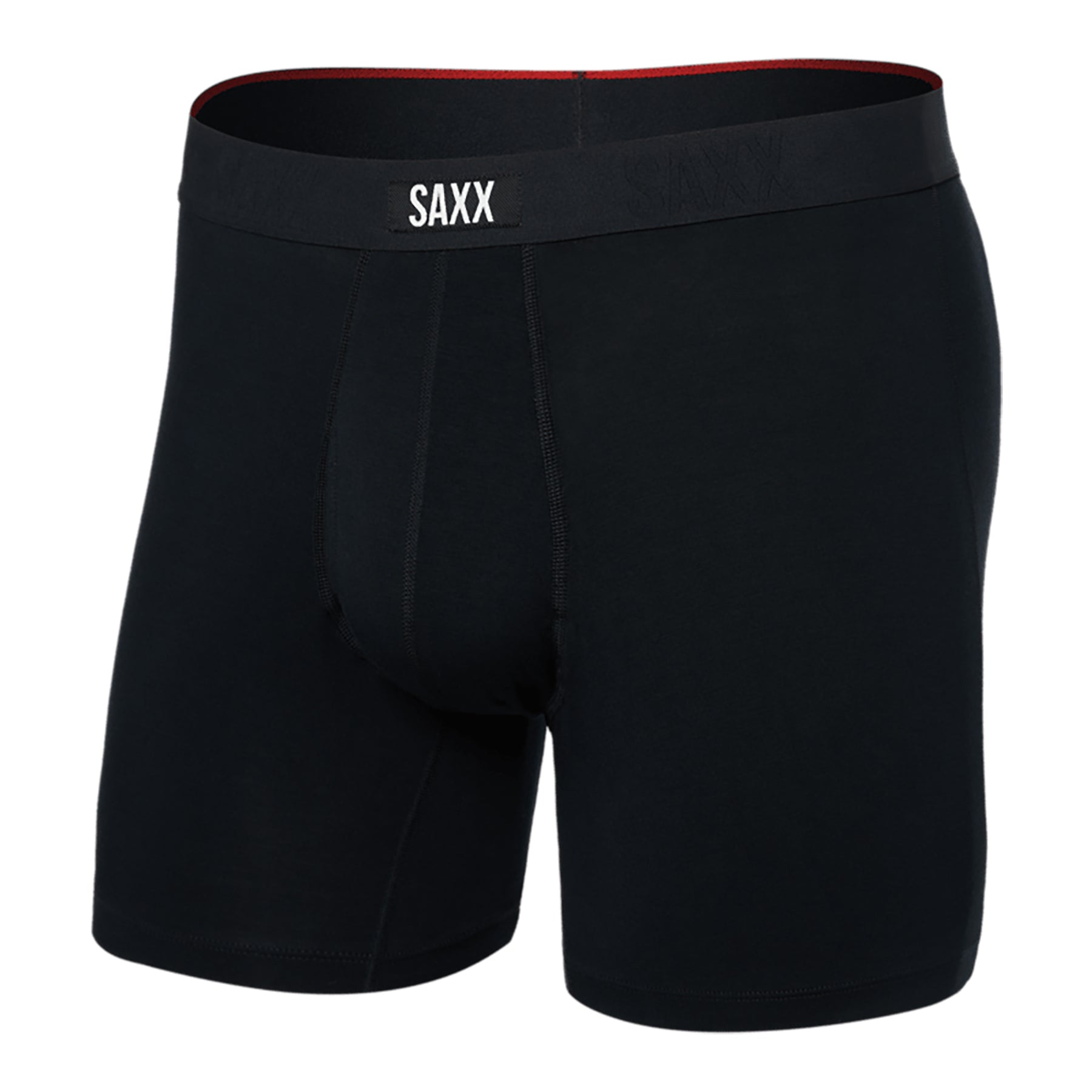SAXX Vibe Xtra Soft Comfort Trunk #SXVX24F in black. Flat lay without model.