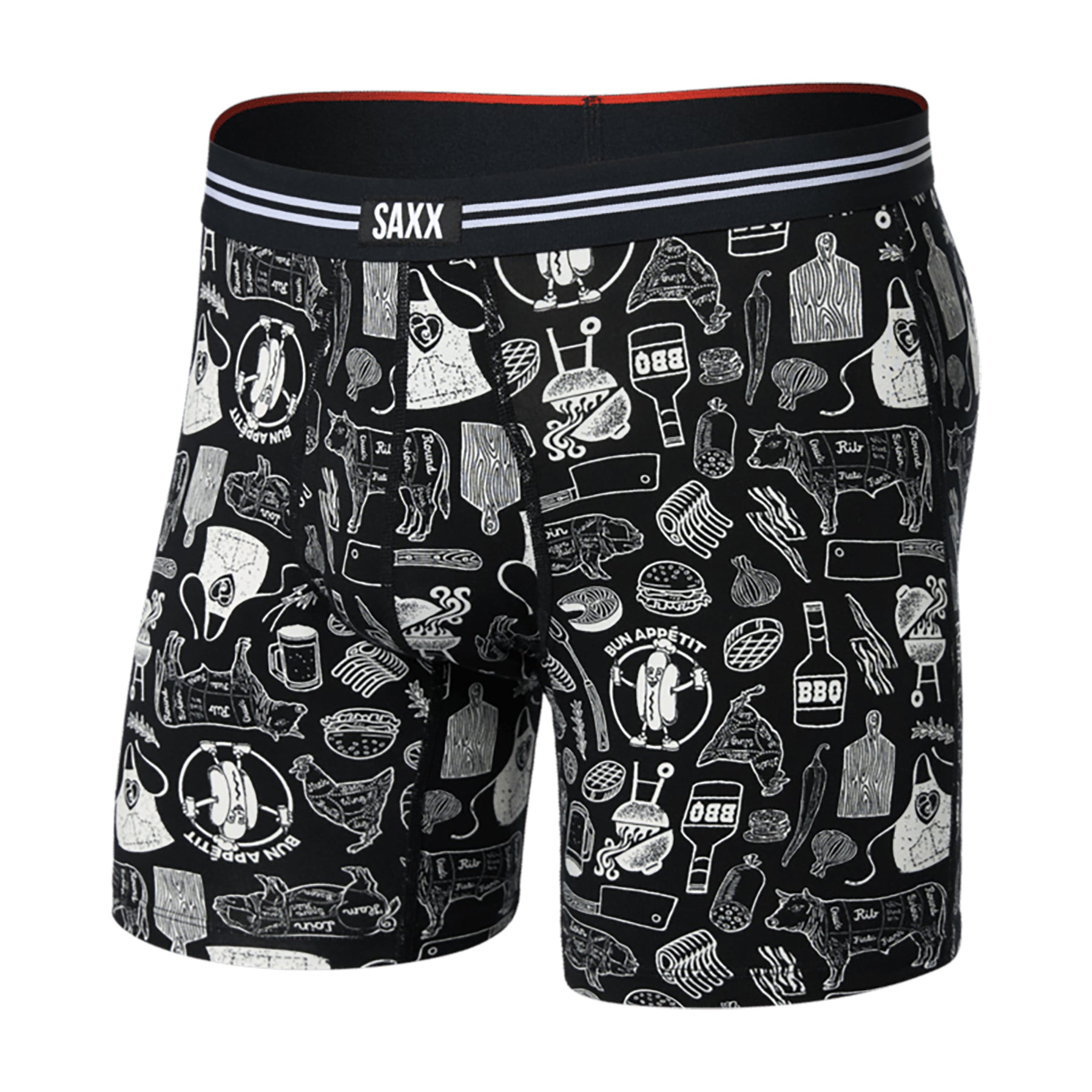 SAXX Vibe Xtra Soft Comfort Trunk #SXVX24F in bun appetit black BAB. Flat lay without model.