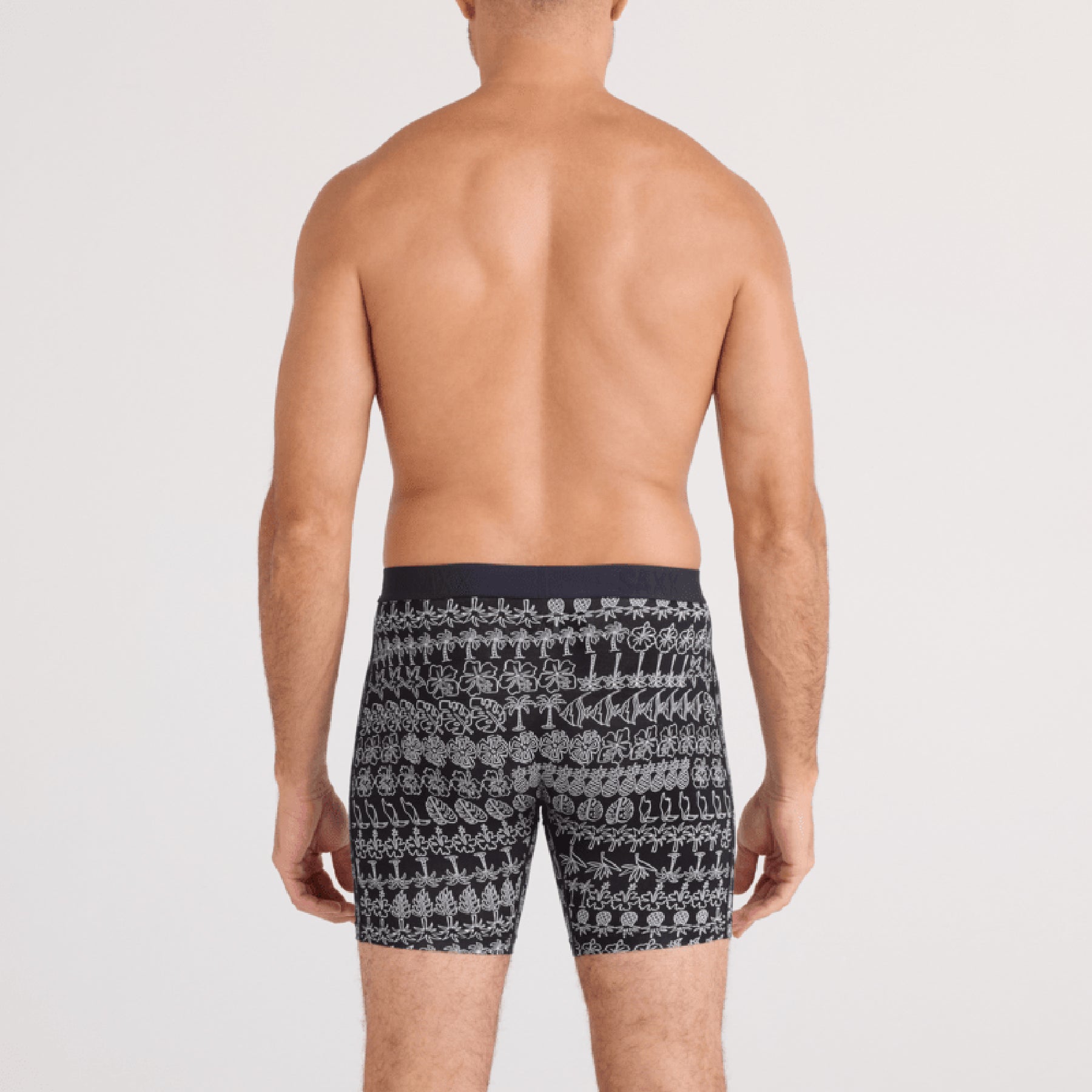 SAXX Vibe Xtra Soft Comfort Trunk #SXVX24F in island lineup black ISP. Rear view on model.