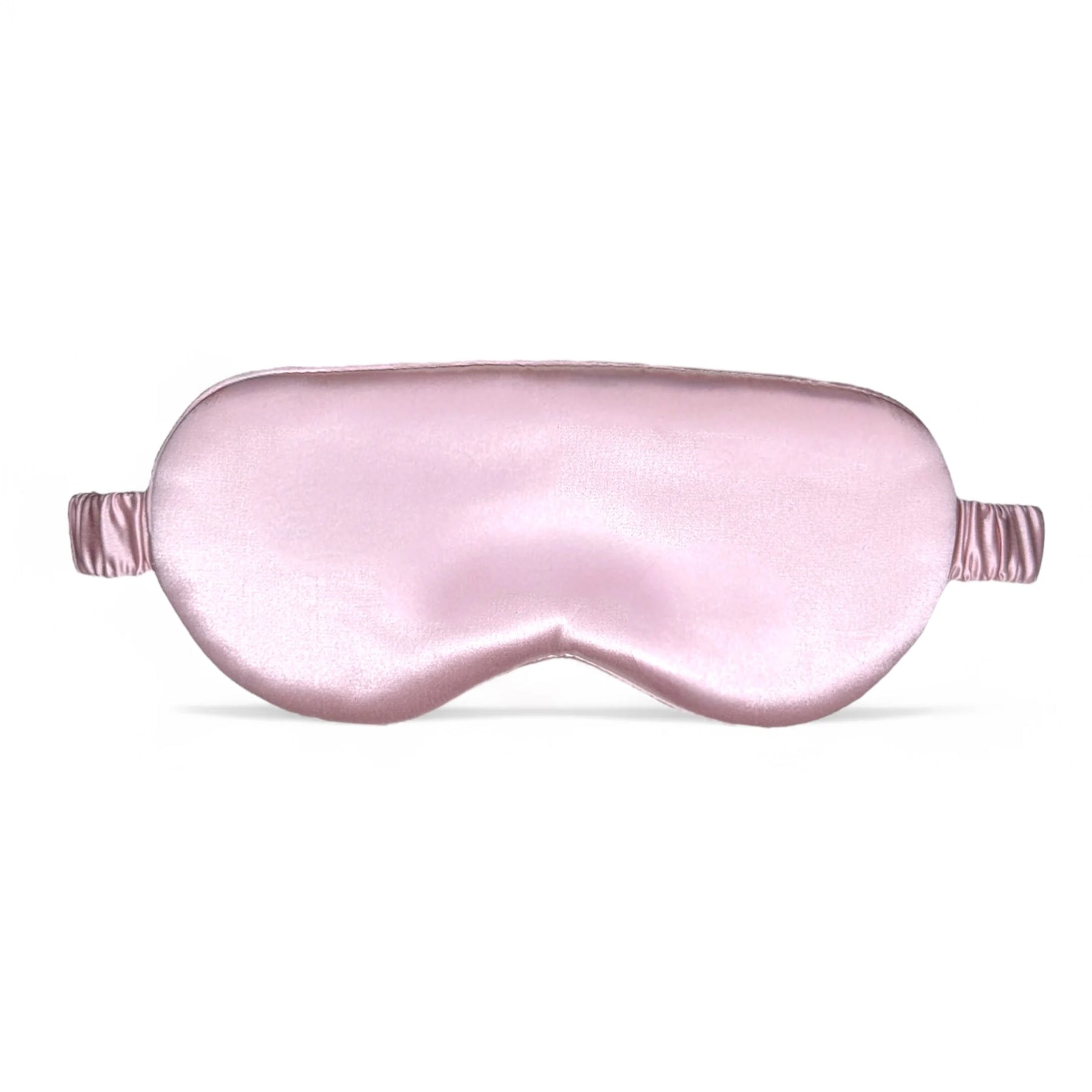 Honeylux pink silk sleep mask with elastic strap, front product view.