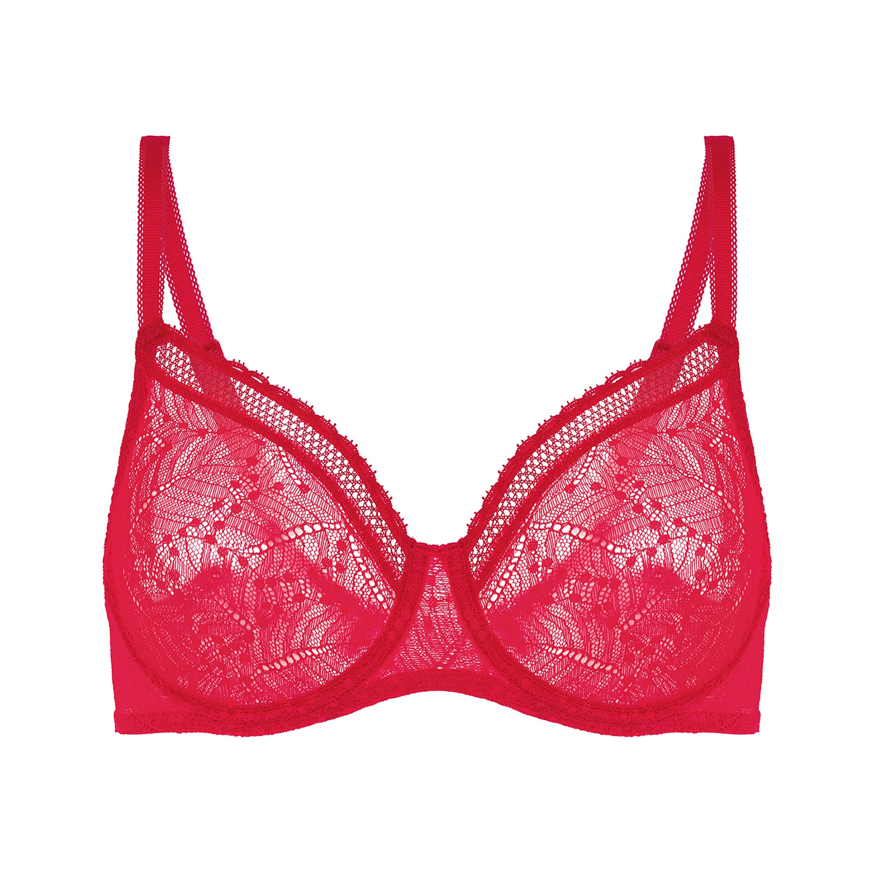 Inner Secrets Lingerie - Discover the iconic Simone Perele Saga style in an  intense red colour. Made with French embroidery and guipure, this exquisite  collection reveals a modern elegance and a glamorous