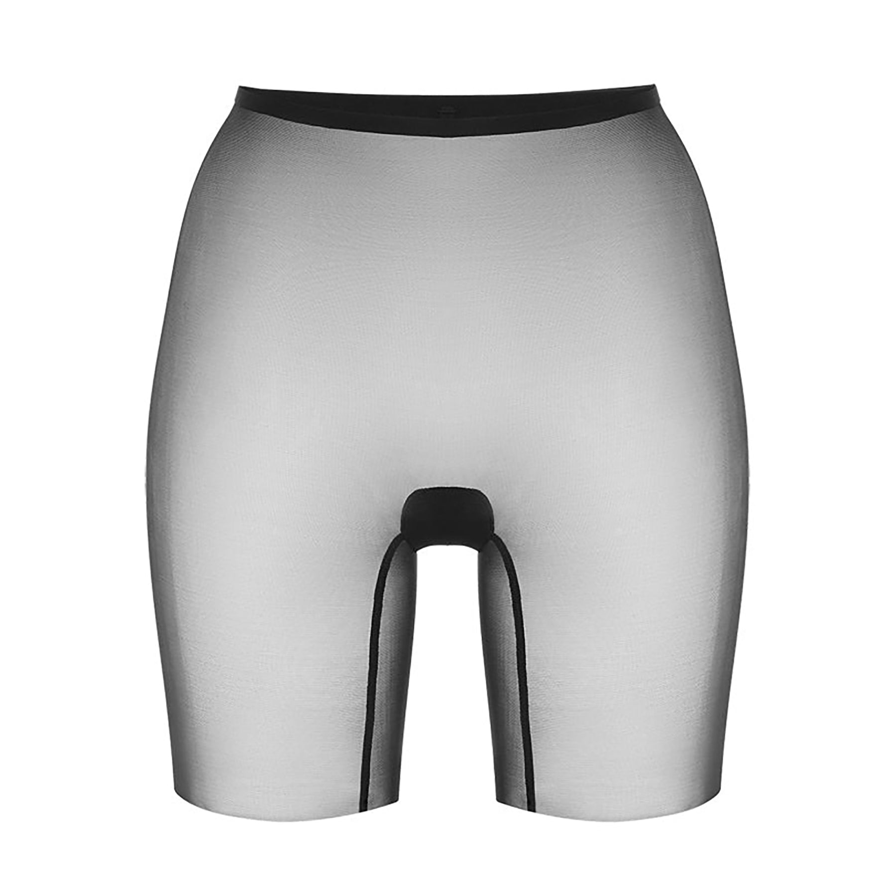 Simone Perele Essentiel Shaper Mesh Shorts black flat lay front view seamless smoothing mid-thigh short