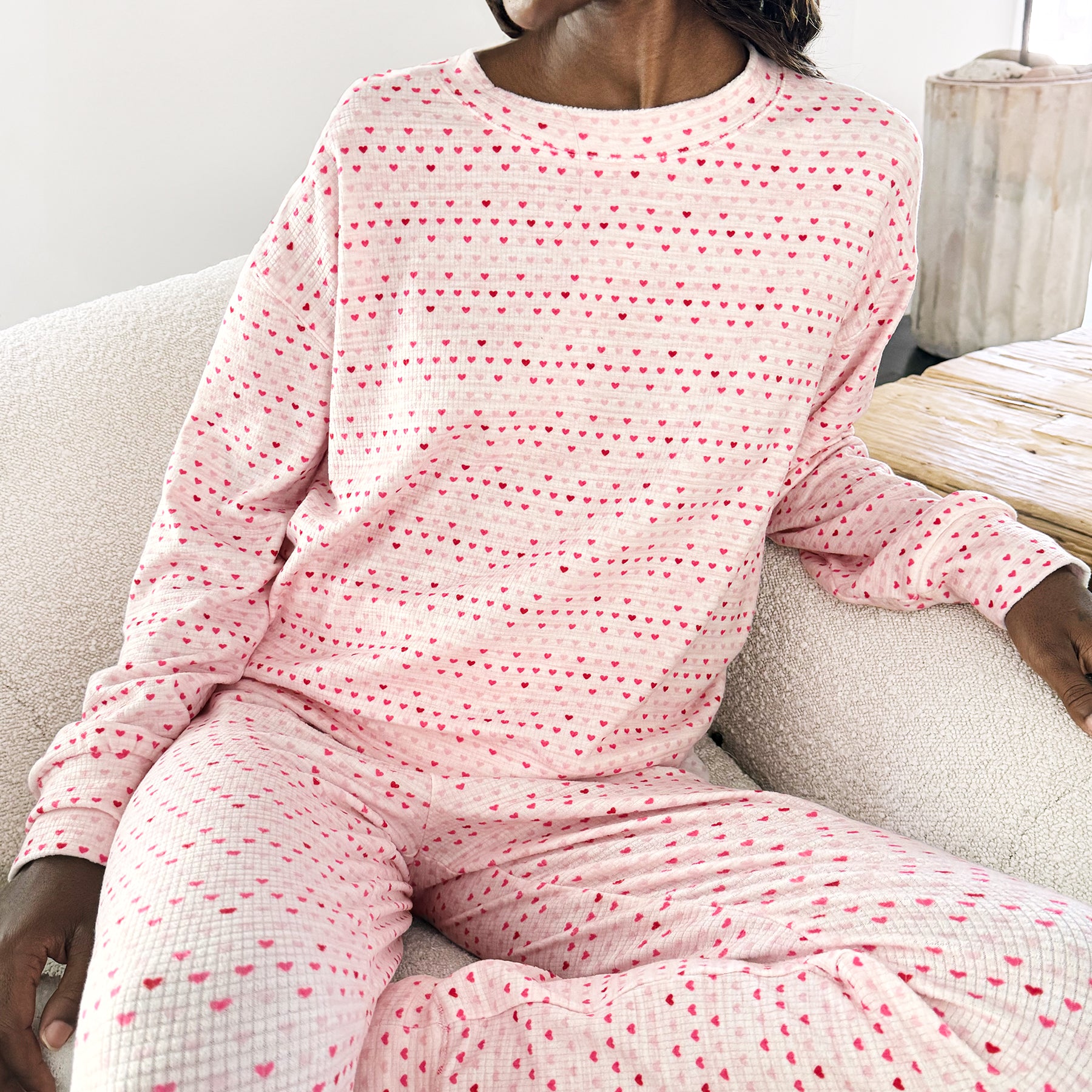 Splendid Tiny Hearts Marna Waffle Thermal PJ Set