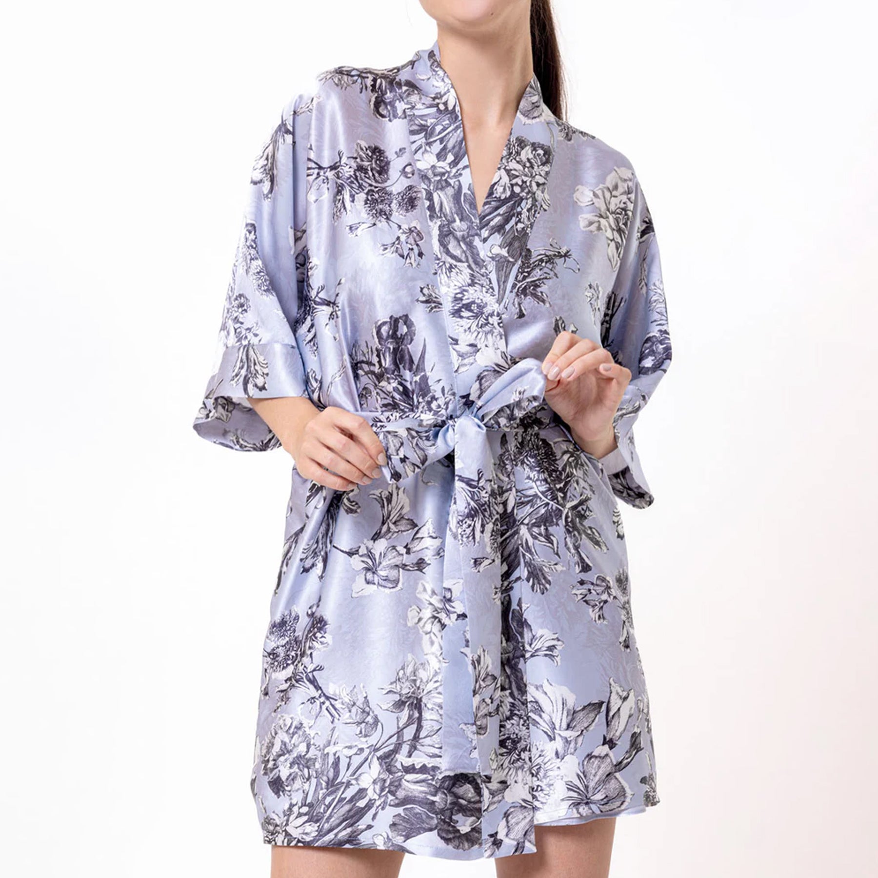 Christine Toile Jardin Silk Short Robe