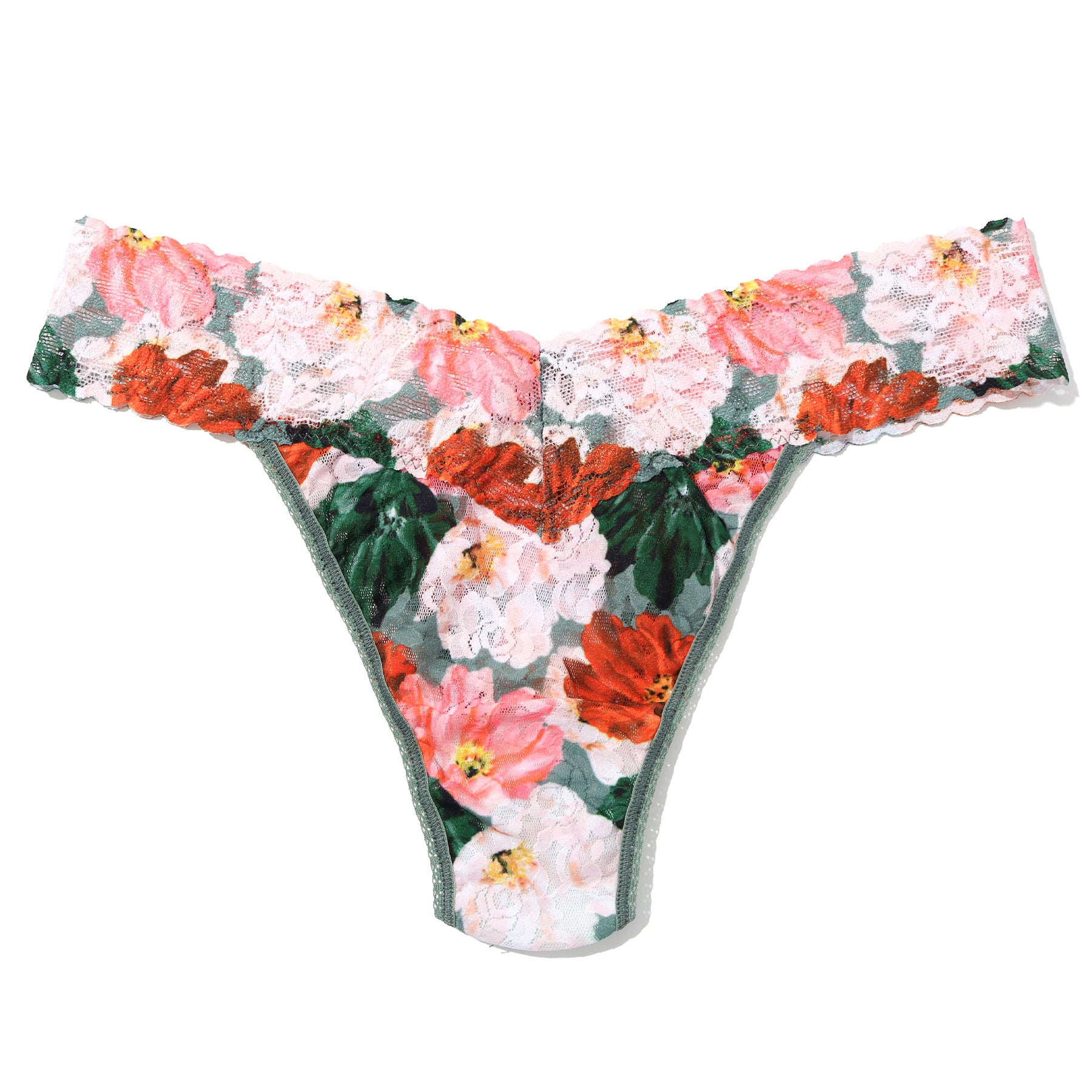Floral-patterned bikini bottom on a white background