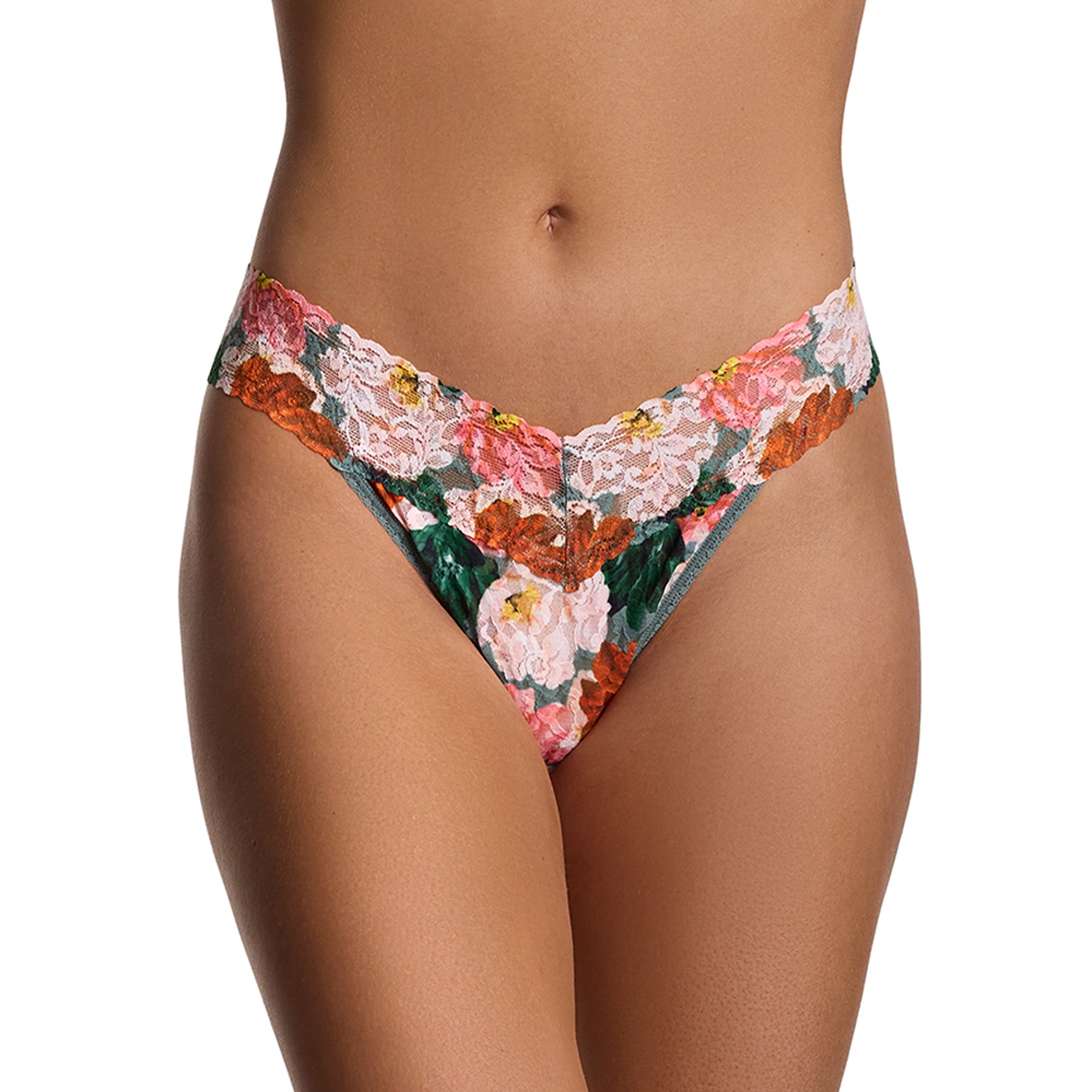 Floral-patterned bikini bottom on a white background