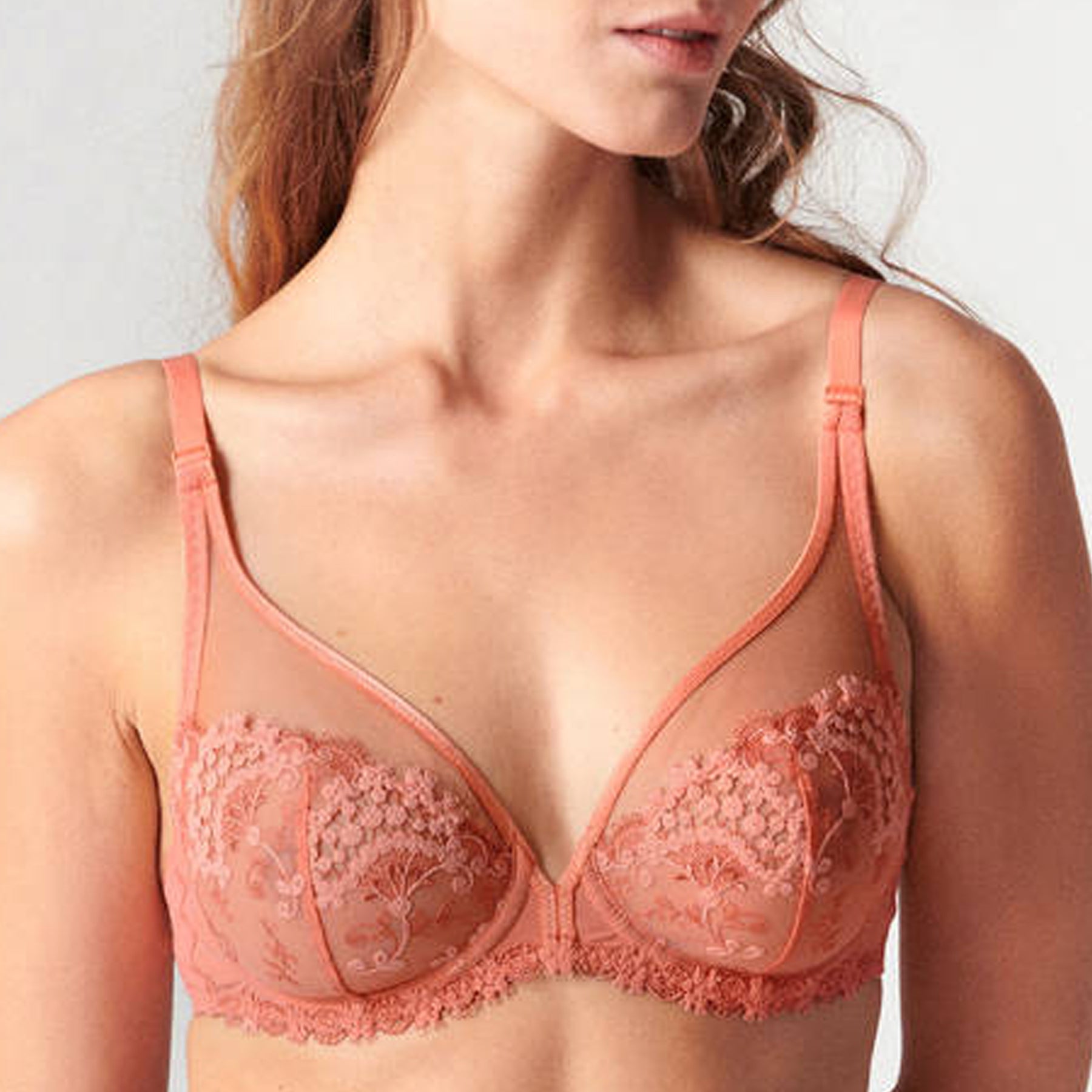 Simone Perele Wish Full cup plunge bra in Ruby Pink