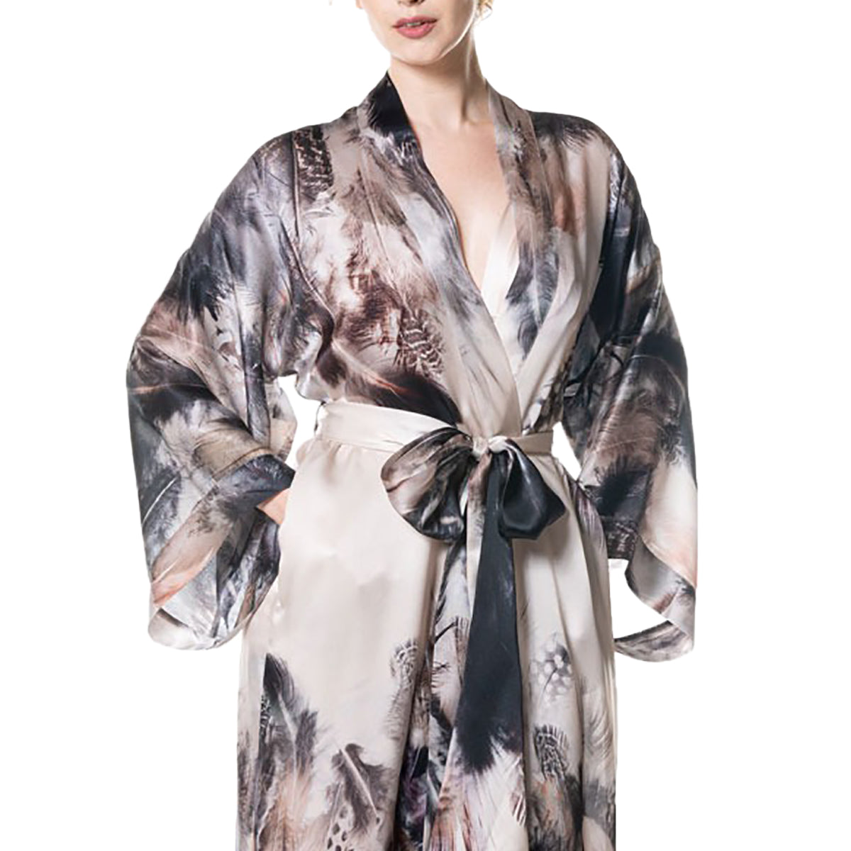 Christine Silk Long Printed Robe