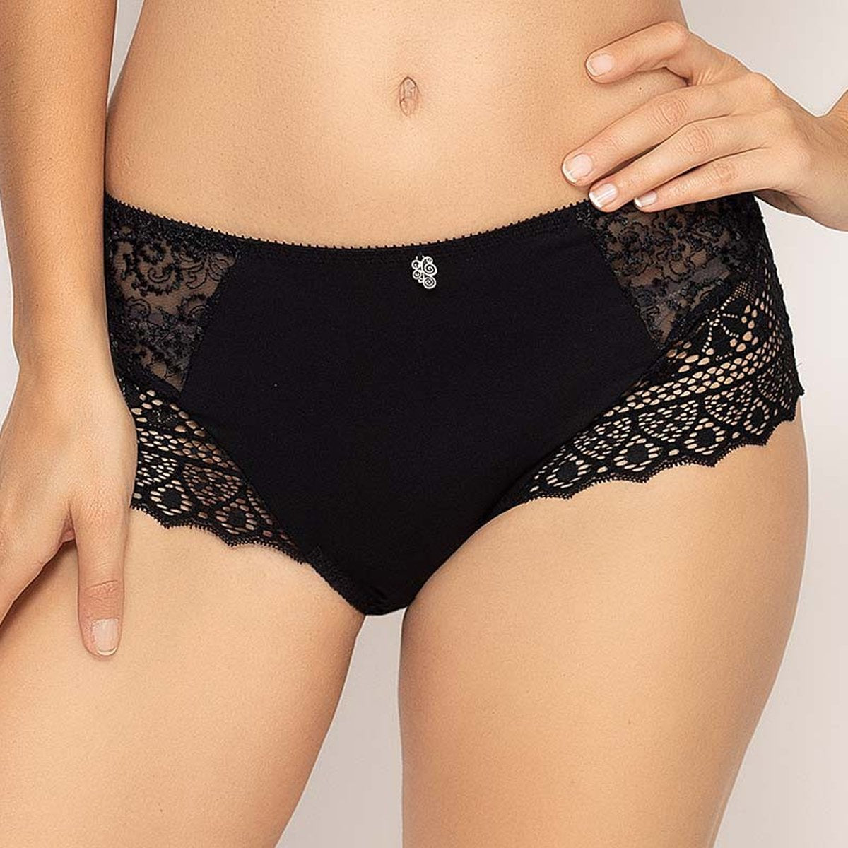 Empreinte cassiopee lace brief in black panty french lingerie canada linea intima