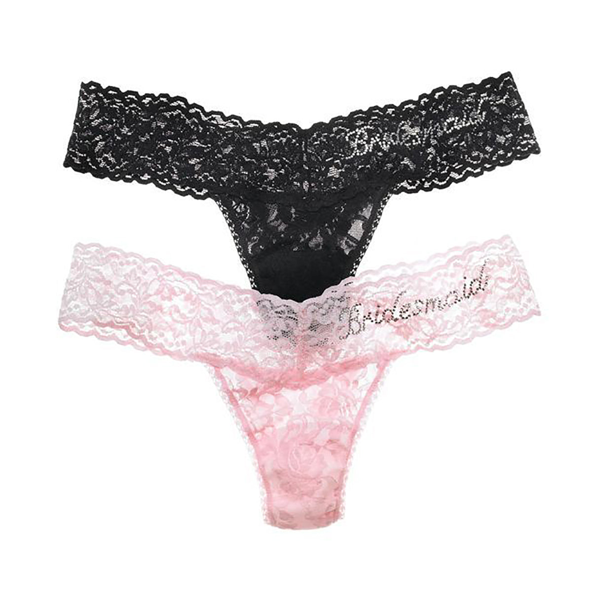 Hanky Panky Bridesmaid Low Rise Thong in Black and Bliss Pink 491031