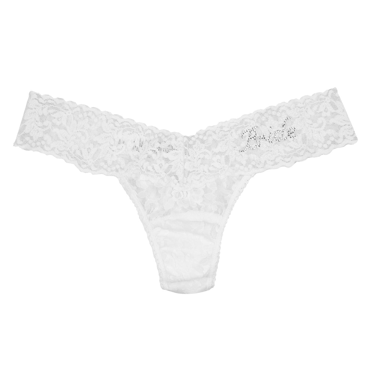 Mrs. Low Rise Thong in White-Blue Crystals