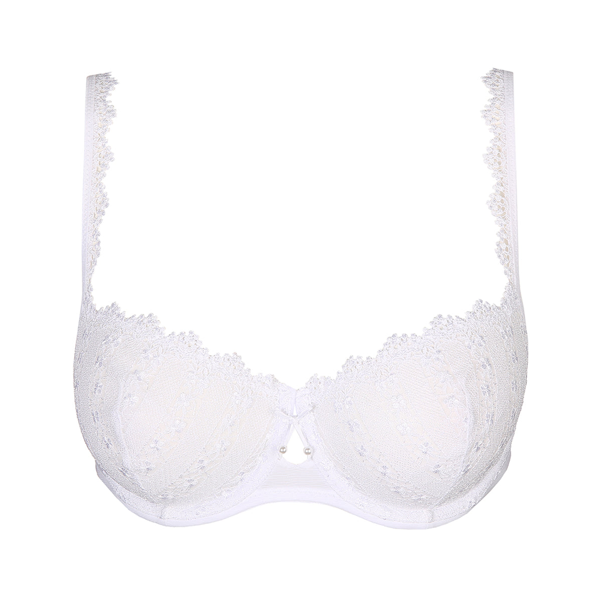Chic Line embroidered white demi-cup bra