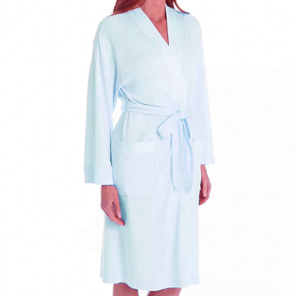 P-Jamas Butterknits short robe in blue p.jamas 345660 cotton robe lingerie canada linea intima toronto